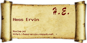 Hess Ervin névjegykártya